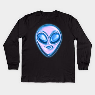 Funky Chrome Alien Kids Long Sleeve T-Shirt